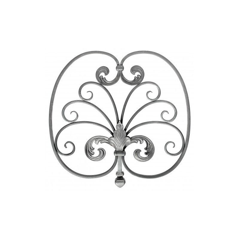 Panneau décoratif en fer forgé avec motifs floraux 470x430 mm