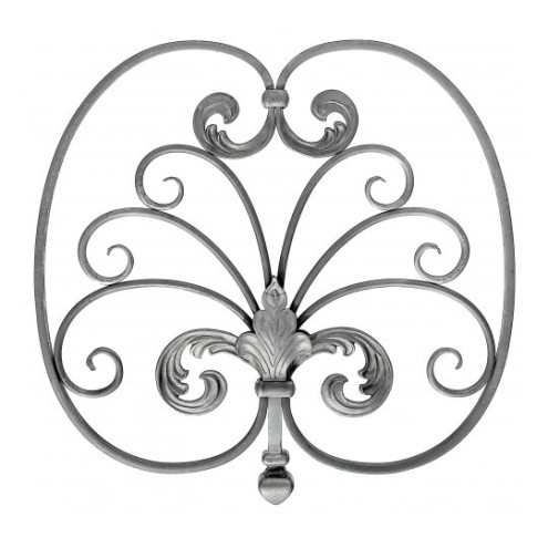 Panneau décoratif en fer forgé avec motifs floraux 470x430 mm