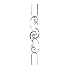 Barreau double en fer forgé avec motifs floraux décoratifs 1150x190 mm