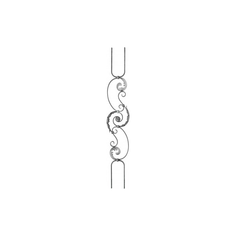 Barreau double en fer forgé avec motifs floraux décoratifs 1150x190 mm
