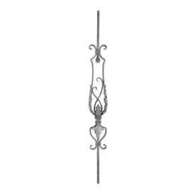 Barreau ornemental en fer forgé à feuillage et volutes 1150x130 mm