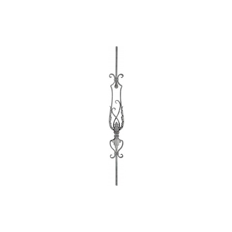 Barreau ornemental en fer forgé à feuillage et volutes 1150x130 mm