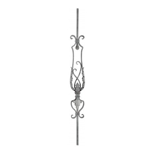 Barreau ornemental en fer forgé à feuillage et volutes 1150x130 mm