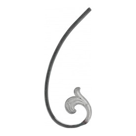 Volute en fer forgé avec motif végétal 240x90 mm gauche ou droit