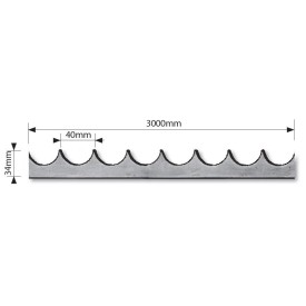 Bande de tôle dentelée en acier, épaisseur 3 mm, longueur 75 cm ou 1,5 m, protection pour clôtures et portails.