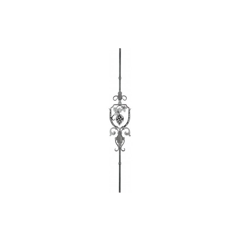 Barreau en fer forgé avec grappe de raisin et feuillage décoratif 1150x160 mm