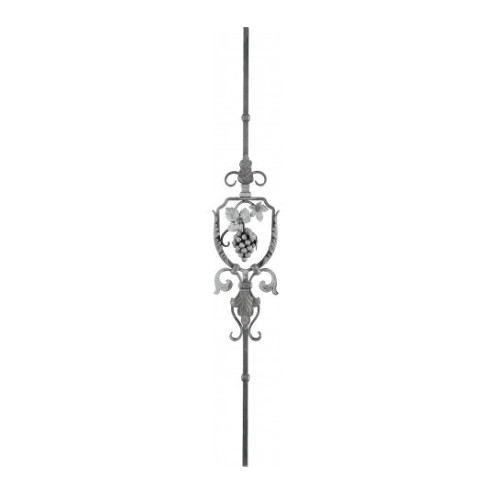 Barreau en fer forgé avec grappe de raisin et feuillage décoratif 1150x160 mm