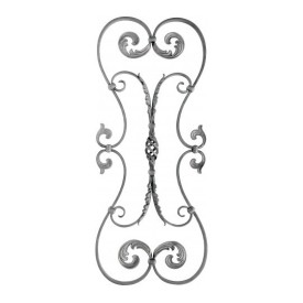 Panneau composition florale - volutes et torsade en fer forgé