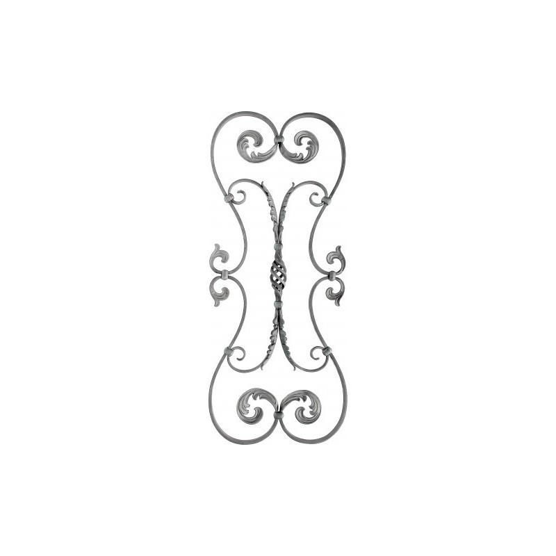 Panneau composition florale - volutes et torsade en fer forgé