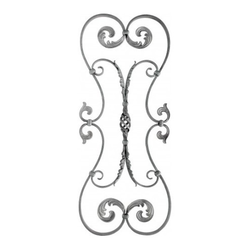 Panneau composition florale - volutes et torsade en fer forgé