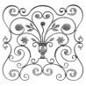 Panneau ornemental en fer forgé à fleurs, feuillages et volutes 880x860 mm