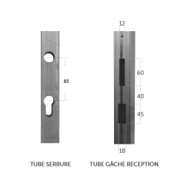 Kit serrure et tubes usinés 30 mm pour portail battant