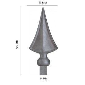 Pointe de lance en acier avec tige carrée de 14 mm