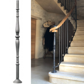 Poteau départ rampe en acier tourné – hauteur 1260 mm