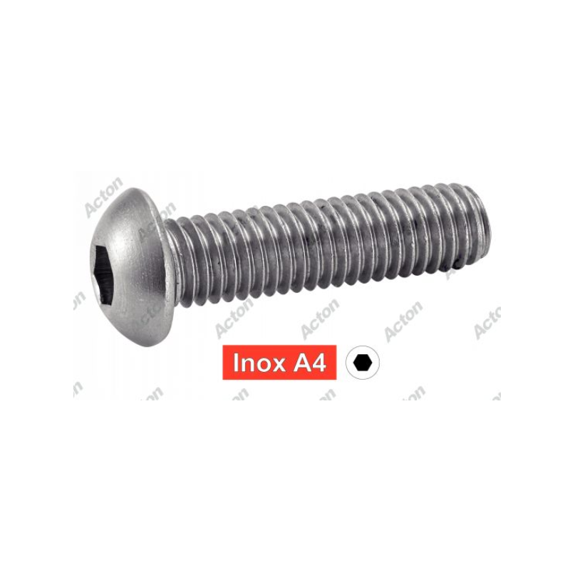 Vis tête bombée six pans creux inox A4 - anticorrosion