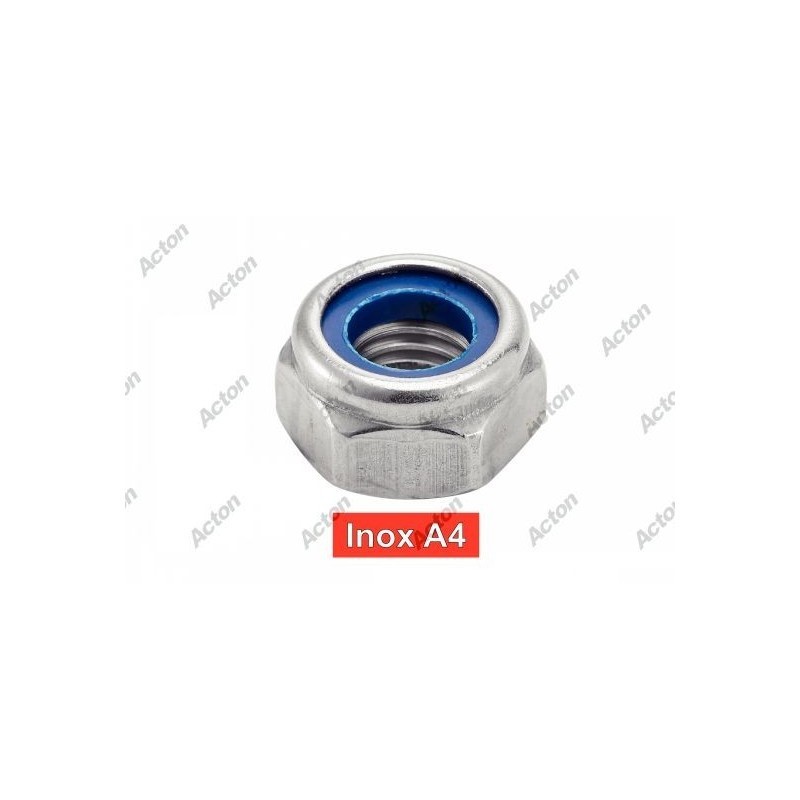 ÉCROU HEXAGONAL INDESSERRABLE À BAGUE NYLON INOX A4
