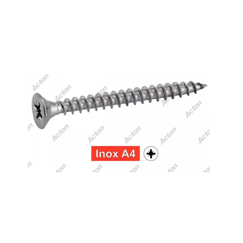 Vis bois aggloméré inox A4 tête fraisée pozidrive