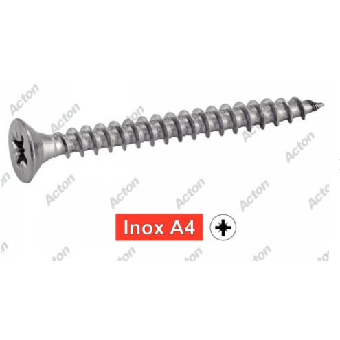 Vis bois aggloméré inox A4 tête fraisée pozidrive