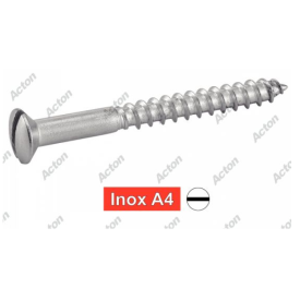 Vis à bois DIN 95 inox A4 tête fraisée bombée fendue