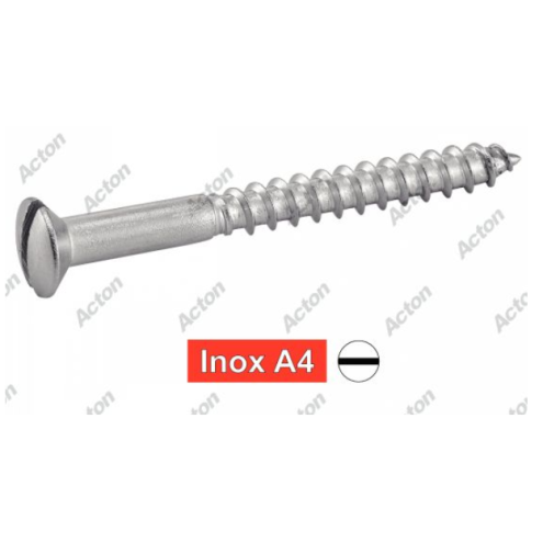 Vis à bois DIN 95 inox A4 tête fraisée bombée fendue