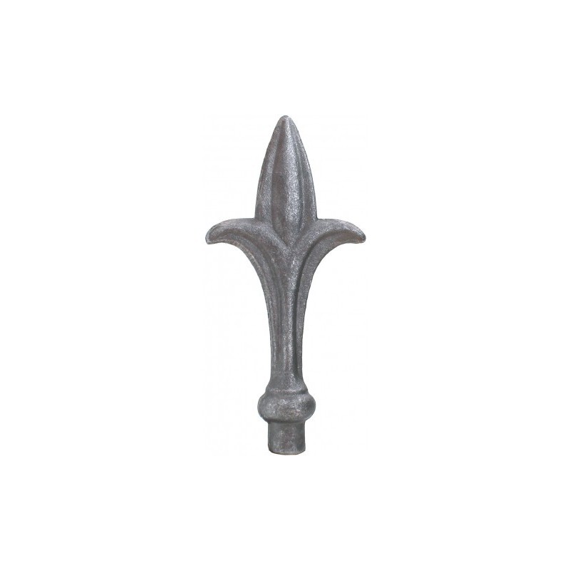 Pointe de lance en acier- fleur de lys sur base ronde avec tige