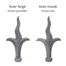 Fer de lance fleur de lys en acier forgé ou moulé – pour barreau rond Ø20 à Ø30 mm