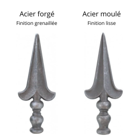 FLEUR DE LYS FER LANCE POINTE ACIER FORGÉ A CHAUD ROND M0405