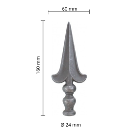 FLEUR DE LYS FER LANCE POINTE ACIER FORGÉ A CHAUD ROND M0405