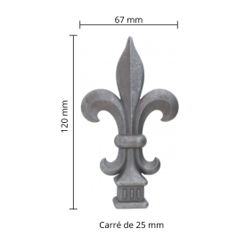 FER DE LANCE FLEUR DE LYS BARREAU CARRÉ FER FORGÉ M0392