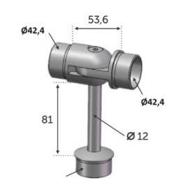 Connecteur réglable en T inox 316 pour tube Ø42,4 mm