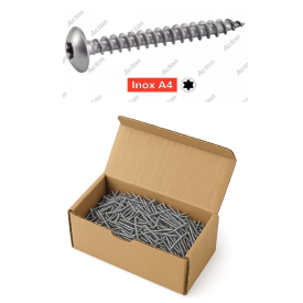 Boîte de vis de penture inox A4 à tête cylindrique large Six Lobes.