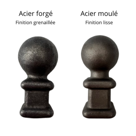 Boule d'ornement pour barreaux de clôtures et portails - base carrée