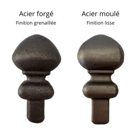 Pointe de diamant décorative en acier forgé – pour barreau 14x14 mm
