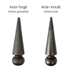 Pointe de lance conique en acier sur base ronde-Hauteur 110 ou 130 mm
