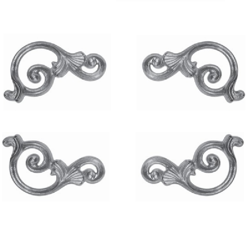 Jeu de 4 décors d'angles en aluminium à motif de volutes - simple face