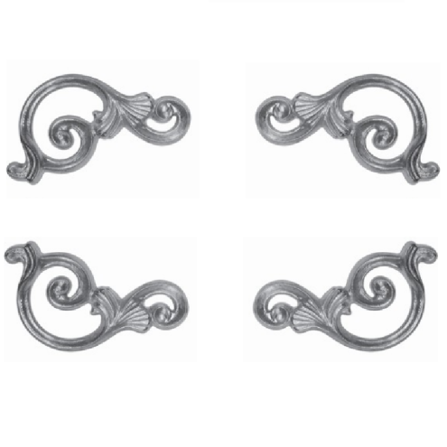 Jeu de 4 décors d'angles en aluminium à motif de volutes - simple face