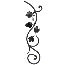 Décor vigne fer forgé – feuille + 1 grappe – 800x165 mm – rond Ø14 mm