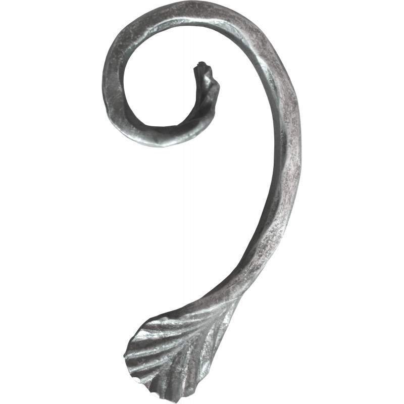Volute en J symétrique acier forgé à chaud - finition martelée