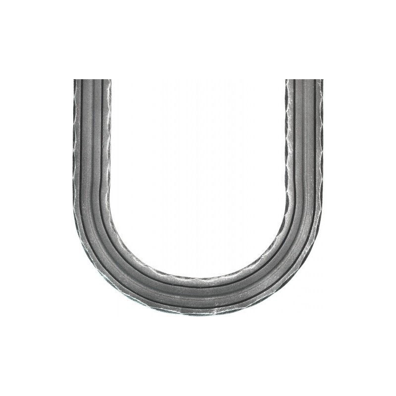 Coude à 180° pour main courante martelée 40 x 8 mm