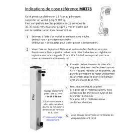 Kit pivot à visser en acier zingué – Pour portails en acier ou aluminium, tube carré 30/35/40 mm, charge max 120 kg.