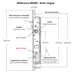 Serrure encastrable pour tube de 25 ou 30mm