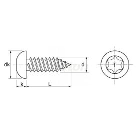 Vis à tôle tête cylindrique large en Inox A4