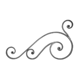 Décor en acier en forme de volute pour portail 500x300 mm, plat 16x8 mm grenaillé