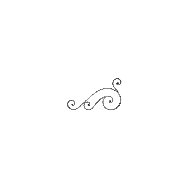Décor en acier en forme de volute pour portail 500x300 mm, plat 16x8 mm grenaillé