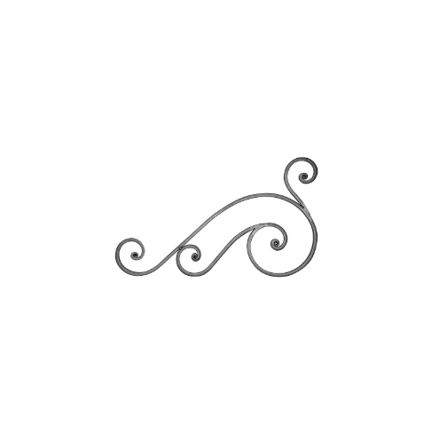 Décor en acier en forme de volute pour portail 500x300 mm, plat 16x8 mm grenaillé