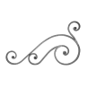 Décor en acier en forme de volute pour portail 500x300 mm, plat 16x8 mm grenaillé