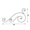 Décor en acier volute de portail 500x300 mm plat 16x8 grenaillé