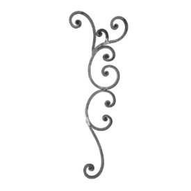 Décor en acier volute de portail 600x215 mm en plat 16x8 mm grenaillé
