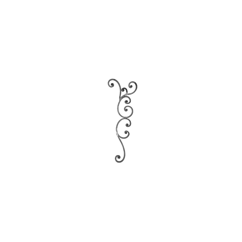 Décor en acier volute de portail 600x215 mm en plat 16x8 mm grenaillé
