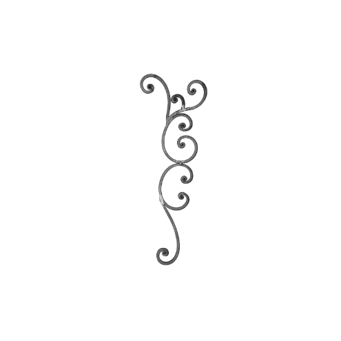 Décor en acier volute de portail 600x215 mm en plat 16x8 mm grenaillé
